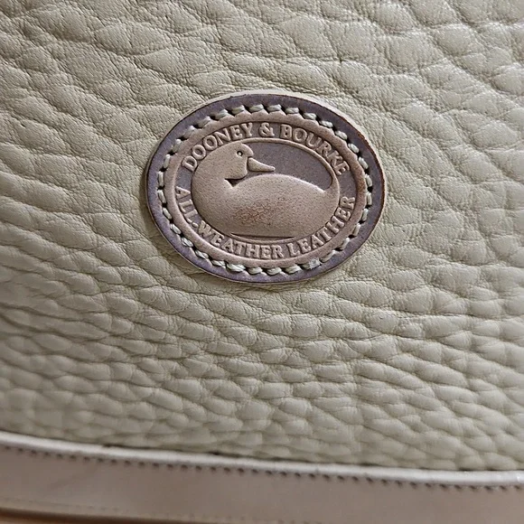 Dooney and Bourke Cream and Tan Pebble Leather Tote Bag - Picture 2 of 12